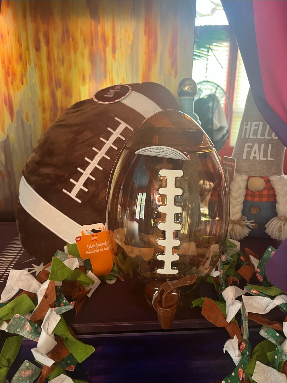 3-Pc Football Party Bundle - Drink Dispenser Pillow & Garland NWT